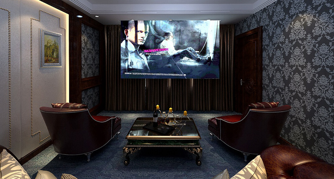 青特花溪地164㎡別墅視聽間簡(jiǎn)歐風(fēng)格裝修案例