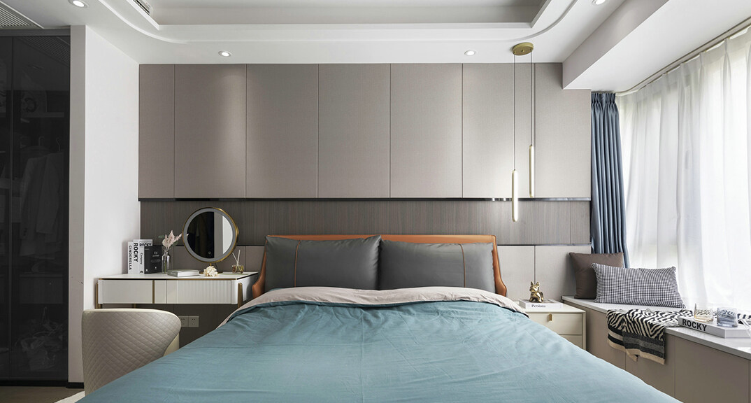 桃李芳菲4室2廳2廚1衛(wèi)141㎡臥室現代輕奢風格裝修效果圖