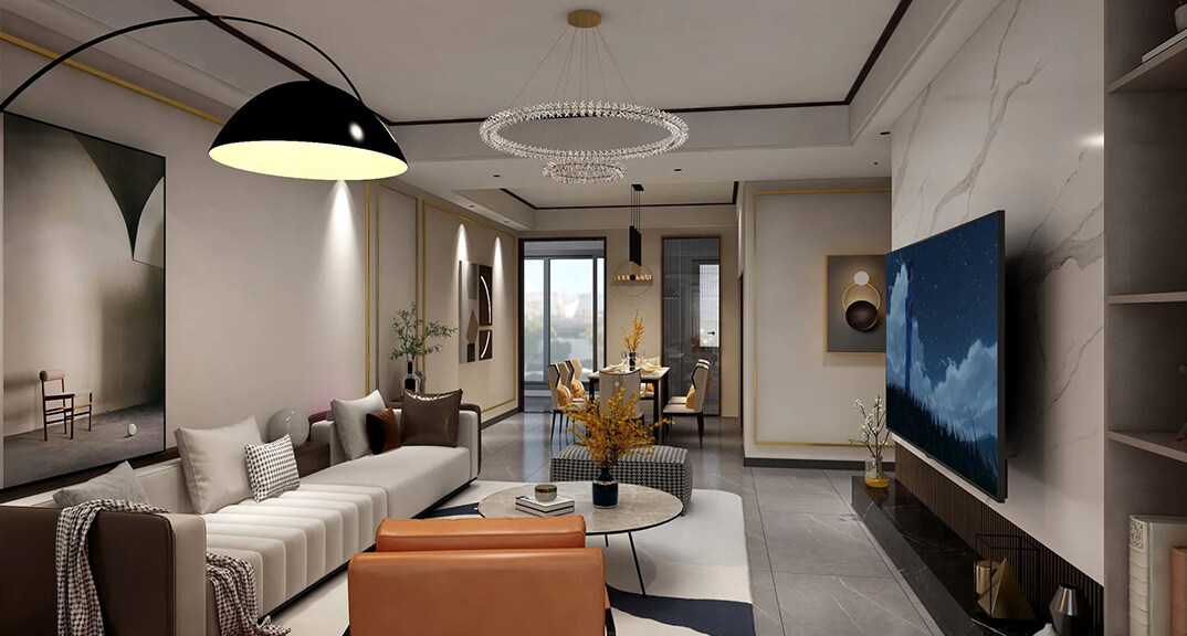 芙蓉花園145㎡四室一廳客廳現(xiàn)代簡(jiǎn)約風(fēng)格裝修案例效果圖